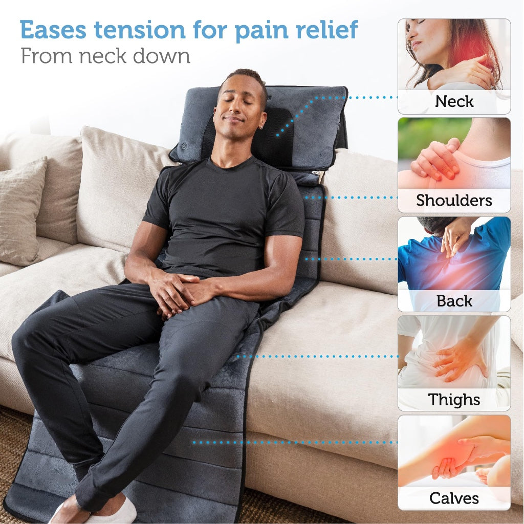 Comfier Full Body Massage Mat with Heat, Shiatsu Neck Massage Pillow, 10 Vibrating Motors and 4 Heating Pads for Back Pain Relief and
