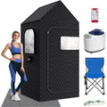 MQFORU Portable Steam Sauna XL 3L 1200W Home Spa with Folding Chair Remote Control Foot Massager and Mat Black 195 x 90 x 90 cm - Damaged Box