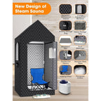 MQFORU Portable Steam Sauna XL 3L 1200W Home Spa with Folding Chair Remote Control Foot Massager and Mat Black 195 x 90 x 90 cm - Damaged Box