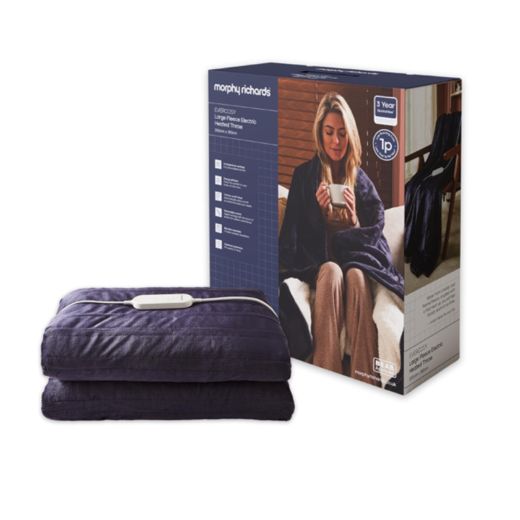 Morphy Richards EverCosy Electric Heat Pad 60x35cm 690001 - 6 Heat Settings Auto Shut-Off Pain Relief for Back Neck and Shoulders Washable - Like New