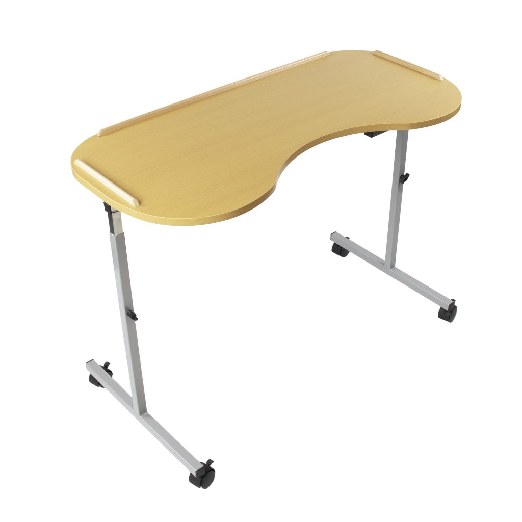NRS Healthcare Adjustable Curved Over Bed or Chair Table M99394 with Lockable Castors Height Adjustable Mobile Desk for Eating and Reading - Like New