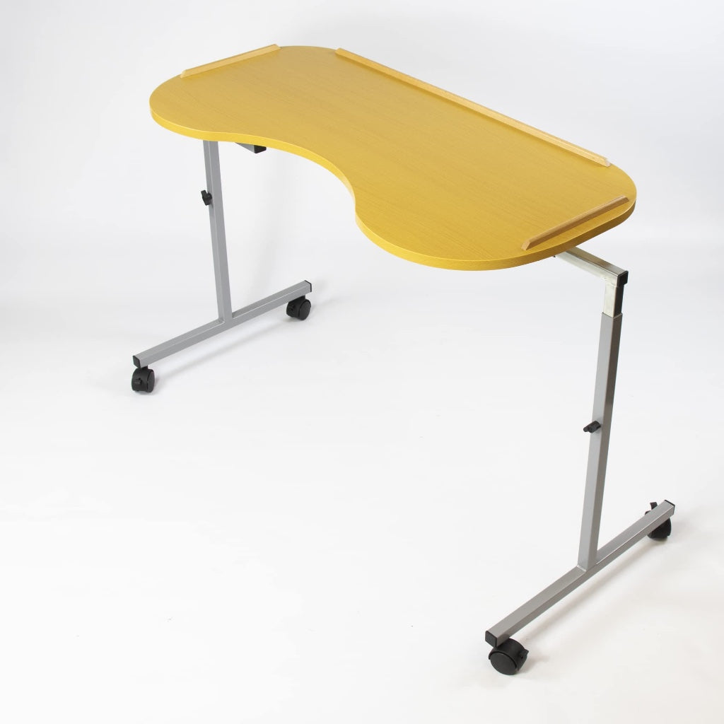 NRS Healthcare Adjustable Curved Over Bed or Chair Table M99394 with Lockable Castors Height Adjustable Mobile Desk for Eating and Reading - Like New