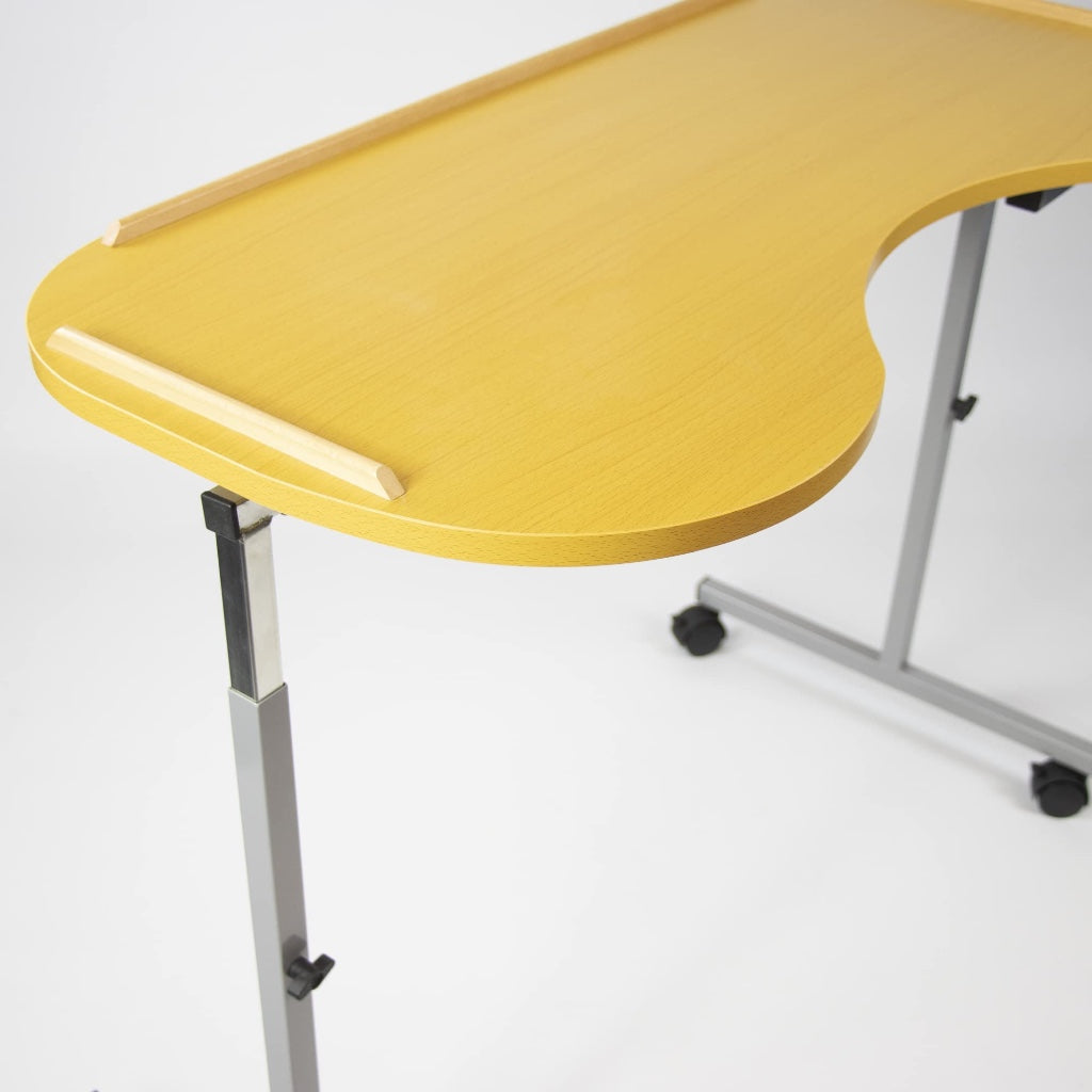 NRS Healthcare Adjustable Curved Over Bed or Chair Table M99394 with Lockable Castors Height Adjustable Mobile Desk for Eating and Reading - Like New