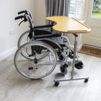 NRS Healthcare Adjustable Curved Over Bed or Chair Table M99394 with Lockable Castors Height Adjustable Mobile Desk for Eating and Reading - Like New
