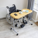 NRS Healthcare Adjustable Curved Over Bed or Chair Table M99394 with Lockable Castors Height Adjustable Mobile Desk for Eating and Reading - Like New