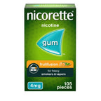 Nicorette Fruitfusion Nicotine Gum 4mg 105 Pieces - Fruit Flavour Stop Smoking and Vaping Aid - Cravings Relief Gum - Damaged Box - BBE 08/2028