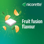 Nicorette Fruitfusion Nicotine Gum 4mg 105 Pieces - Fruit Flavour Stop Smoking and Vaping Aid - Cravings Relief Gum - Damaged Box - BBE 08/2028