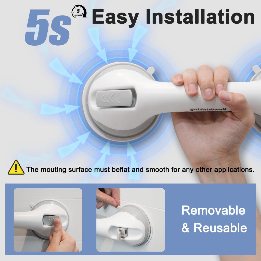 Newthinking Suction Grab Rail for Bathroom and Shower Safety Handle with Suction Cup Portable Mobility Aid Support for Elderly and Disabled - Like New