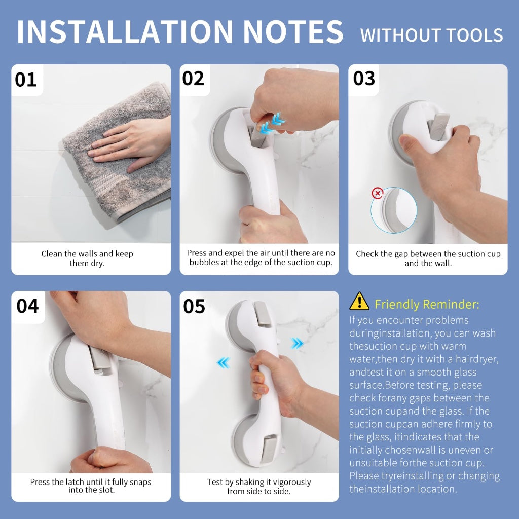 Newthinking Suction Grab Rail for Bathroom and Shower Safety Handle with Suction Cup Portable Mobility Aid Support for Elderly and Disabled - Like New