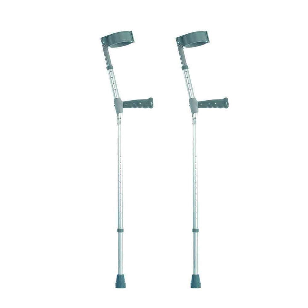 NRS Healthcare Double Adjustable Crutches with Plastic Handle Medium Pair Lightweight Walking Aids for Mobility Support and Recovery - Very Good
