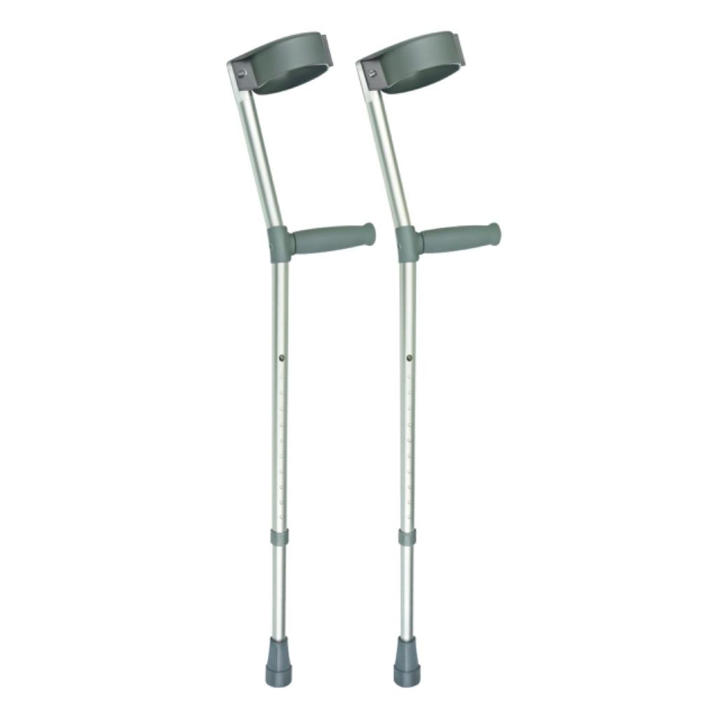 NRS Healthcare Double Adjustable Crutches with Plastic Handle Medium Pair Lightweight Walking Aids for Mobility Support and Recovery - Very Good