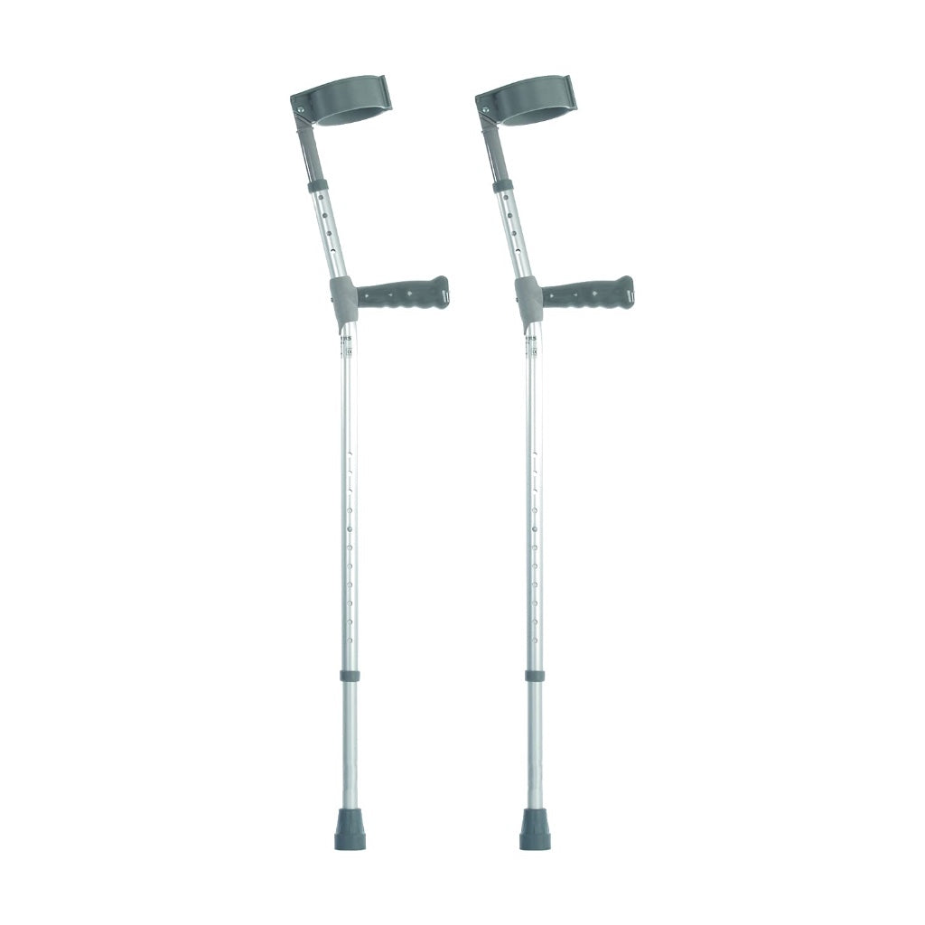 NRS Healthcare Double Adjustable Crutches with Plastic Handle Medium Pair Lightweight Walking Aids for Mobility Support and Recovery - Very Good
