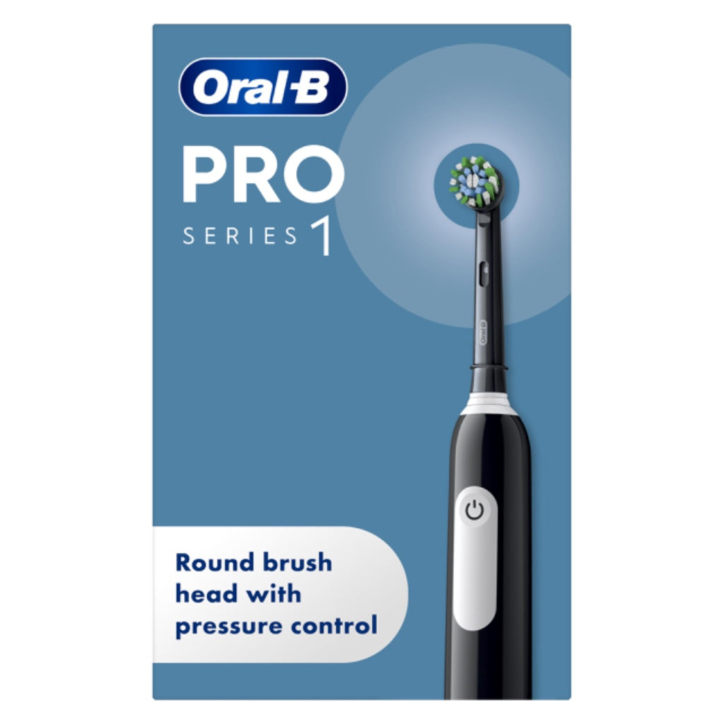 Oral-B Pro 1 Electric Toothbrush Black - Rechargeable Toothbrush with Pressure Sensor and 3D Cleaning - UK 2 Pin Plug - 1 Brush Head - Damaged Box