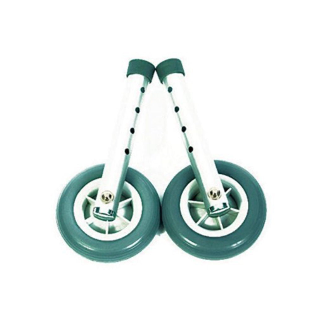 NRS Healthcare Aluminium Lightweight Replacement Coopers Walking Frame Wheels - Pair of Mobility Aid Spare Parts - Grey Rubber Wheels - Very Good