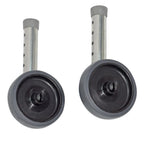 NRS Healthcare Aluminium Lightweight Replacement Coopers Walking Frame Wheels - Pair of Mobility Aid Spare Parts - Grey Rubber Wheels - Very Good