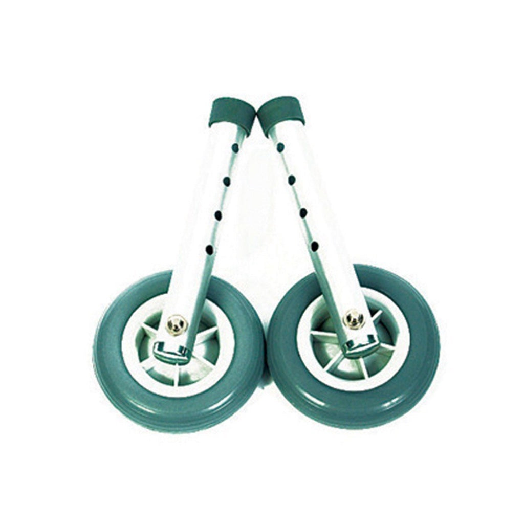 NRS Healthcare Aluminium Lightweight Replacement Coopers Walking Frame Wheels - Pair of Mobility Aid Spare Parts - Grey Rubber Wheels - Very Good