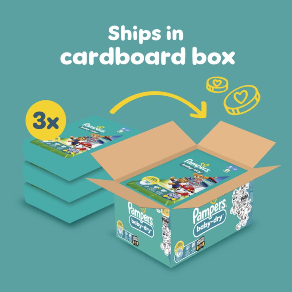 Pampers Baby-Dry Paw Patrol Edition Nappies Size 5 Monthly Pack 186 Count 11kg-16kg Disposable Baby Diapers Night Time Protection - Very Good