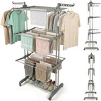 Rainberg Clothes Drying Rack 4-Tier Extra Large Foldable Clothes Airer with Wheels Stainless Steel Indoor Outdoor Laundry Garment Rack Wings - Like New