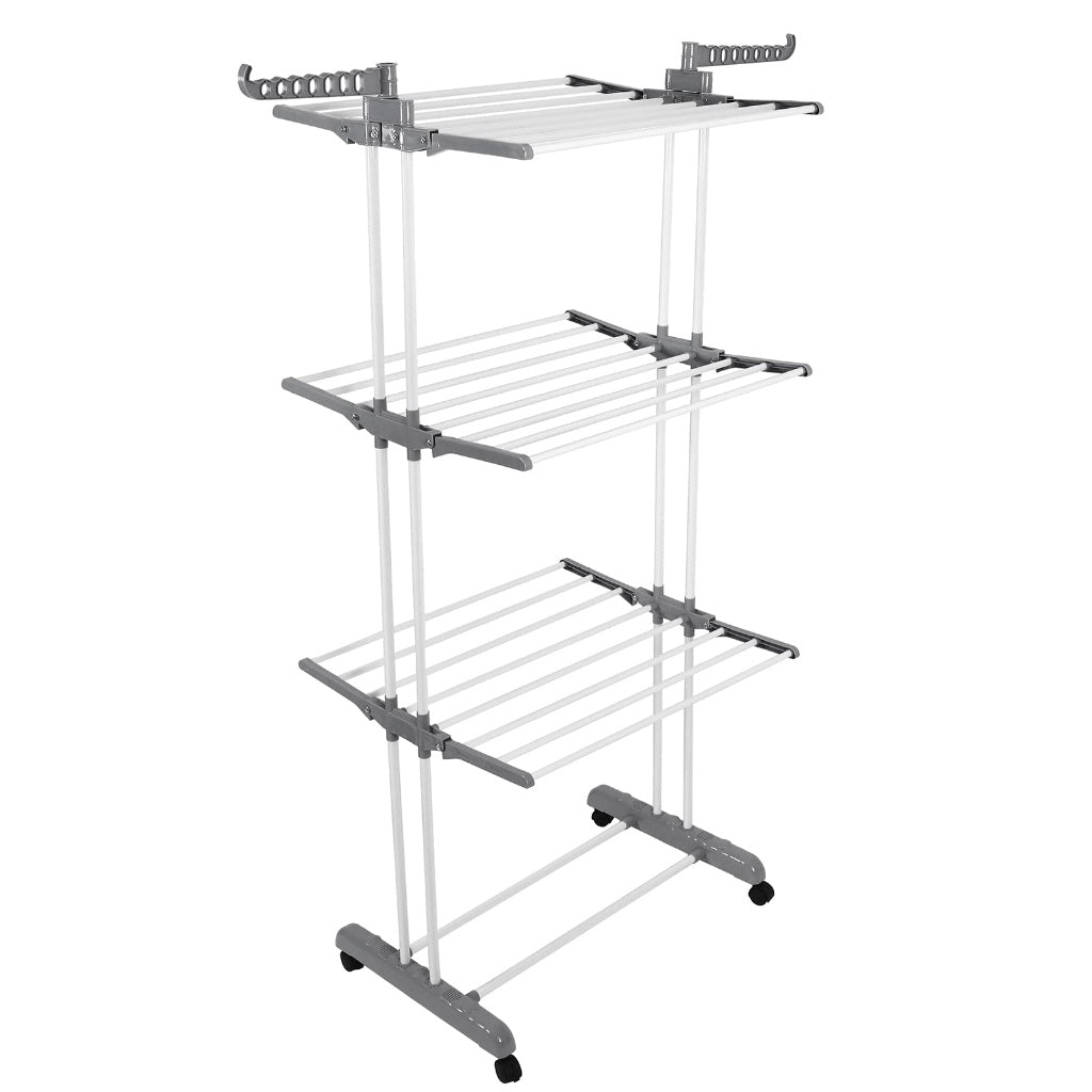 Rainberg Clothes Drying Rack 4-Tier Extra Large Foldable Clothes Airer with Wheels Stainless Steel Indoor Outdoor Laundry Garment Rack Wings - Like New