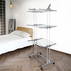 Rainberg Clothes Drying Rack 4-Tier Extra Large Foldable Clothes Airer with Wheels Stainless Steel Indoor Outdoor Laundry Garment Rack Wings - Like New