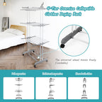 Rainberg Clothes Drying Rack 4-Tier Extra Large Foldable Clothes Airer with Wheels Stainless Steel Indoor Outdoor Laundry Garment Rack Wings - Like New