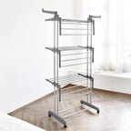 Rainberg Clothes Drying Rack 4-Tier Extra Large Foldable Clothes Airer with Wheels Stainless Steel Indoor Outdoor Laundry Garment Rack Wings - Like New