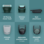 Philips Bodygroom Series 7000 Showerproof Body Hair Trimmer and Shaver for Men with 2D Contour Following Head and Case Model BG7485/30 - Very Good