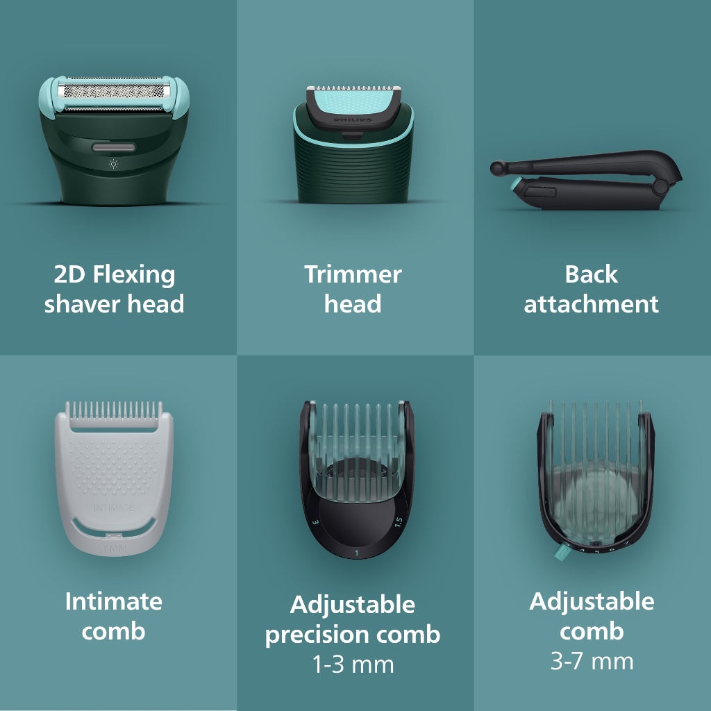 Philips Bodygroom Series 7000 Showerproof Body Hair Trimmer and Shaver for Men with 2D Contour Following Head and Case Model BG7485/30 - Very Good