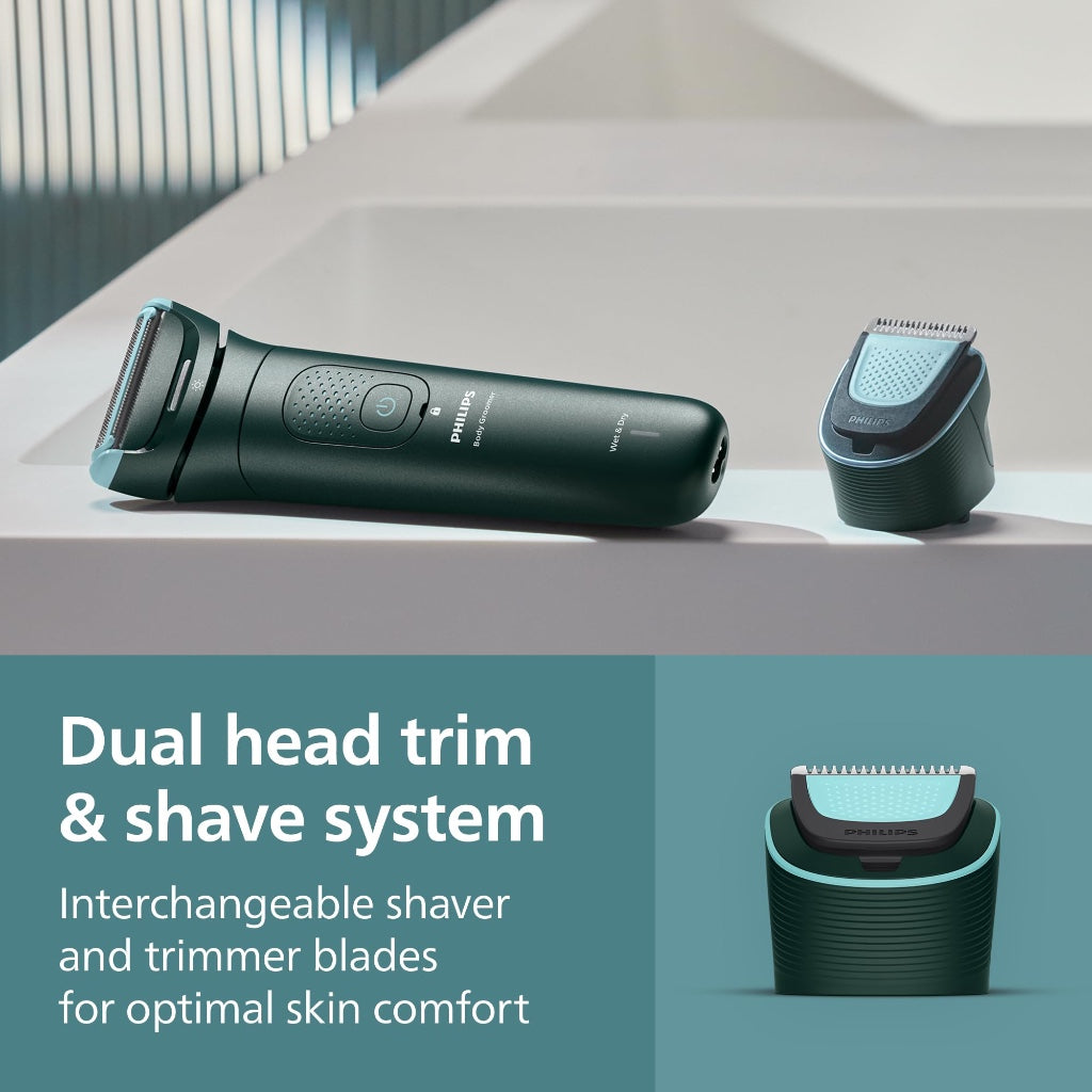 Philips Bodygroom Series 7000 Showerproof Body Hair Trimmer and Shaver for Men with 2D Contour Following Head and Case Model BG7485/30 - Very Good