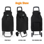 Rainberg 50L Lightweight 2 Wheel Shopping Trolley Black Hard Wearing Folding Collapsible Push Pull Cart for Groceries and Travel Storage - Like New