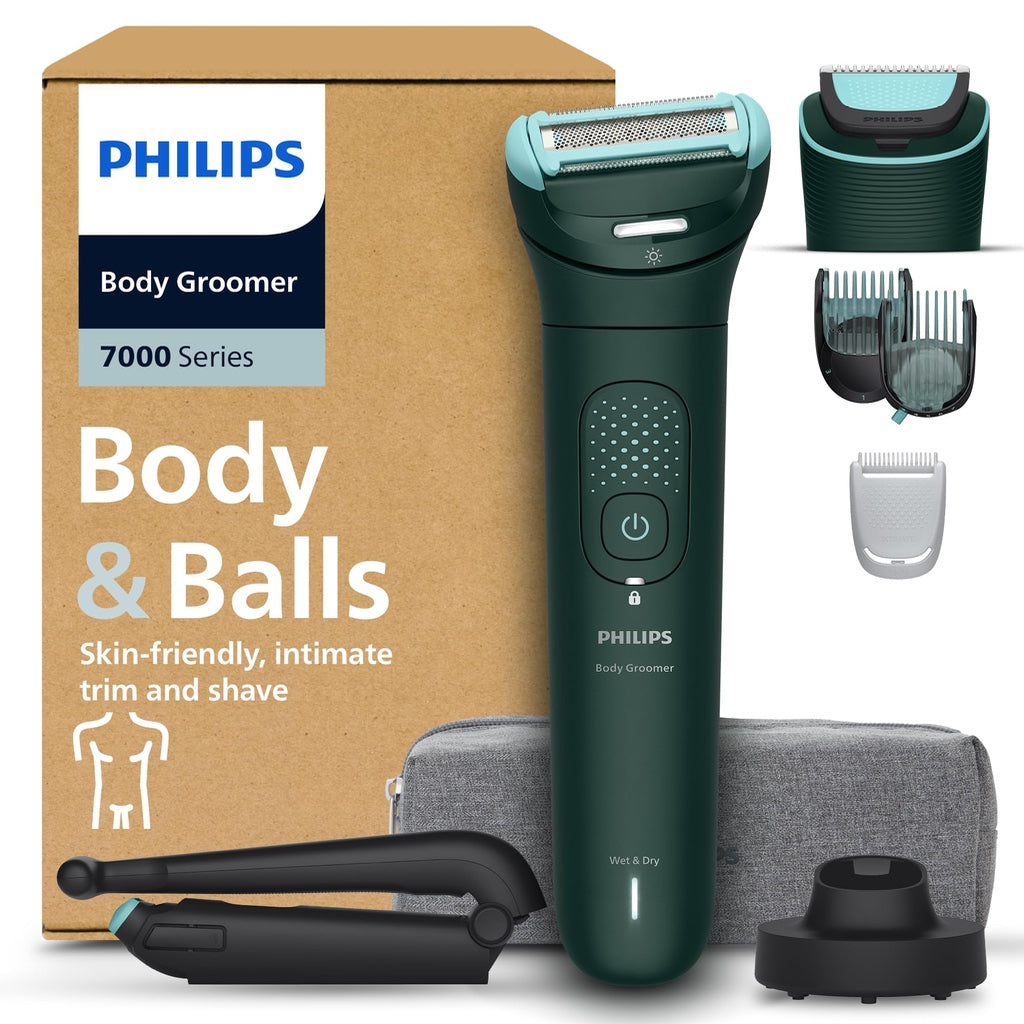 Philips Bodygroom Series 7000 Showerproof Body Hair Trimmer and Shaver for Men with 2D Contour Following Head and Case Model BG7485/30 - Very Good