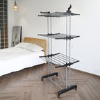 Rainberg Clothes Drying Rack Extra Large 4-Tier Foldable Laundry Airer Stainless Steel Indoor Outdoor Garment Rack with Wheels and Wings - Very Good