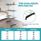 Rainberg Clothes Drying Rack Extra Large 4-Tier Foldable Laundry Airer Stainless Steel Indoor Outdoor Garment Rack with Wheels and Wings - Very Good