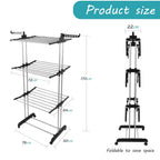 Rainberg Clothes Drying Rack Extra Large 4-Tier Foldable Laundry Airer Stainless Steel Indoor Outdoor Garment Rack with Wheels and Wings - Very Good