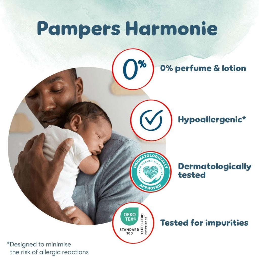 Pampers Harmonie Nappy Pants Size 6 Monthly Pack 132 Nappies 15kg+ Pull On Baby Diapers with 360 Comfort Fit and Plant Based Materials