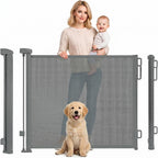 Rainberg Retractable Baby and Pet Stair Gate 150cm Wide x 80cm Tall Mesh Safety Gate for Doorways Hallways and Kitchen One Hand Operation - Like New