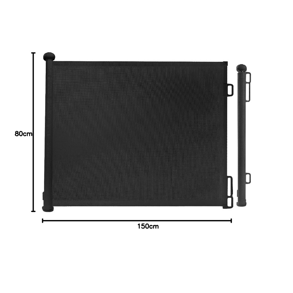 Rainberg Retractable Baby and Pet Stair Gate 150cm Wide x 80cm Tall Mesh Safety Gate for Doorways Hallways and Kitchen One Hand Operation - Like New