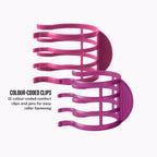 Remington H5670 Jumbo Heated Hair Rollers Set of 12 Velvet Flocked Ceramic Ionic Rollers with Wax Core and Clips 35mm and 40mm Pink Black - Very Good