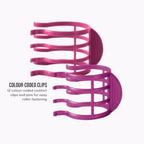 Remington H5670 Jumbo Heated Hair Rollers Set of 12 Velvet Flocked Ceramic Ionic Rollers with Wax Core and Clips 35mm and 40mm Pink Black - Very Good