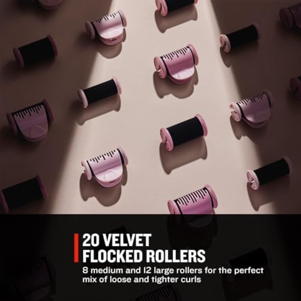 Remington PROluxe H9100 Heated Hair Rollers with OPTIheat Technology - 20 Velvet Flocked Rollers 25mm and 32mm - Fast 90 Second Heat Up - Very Good