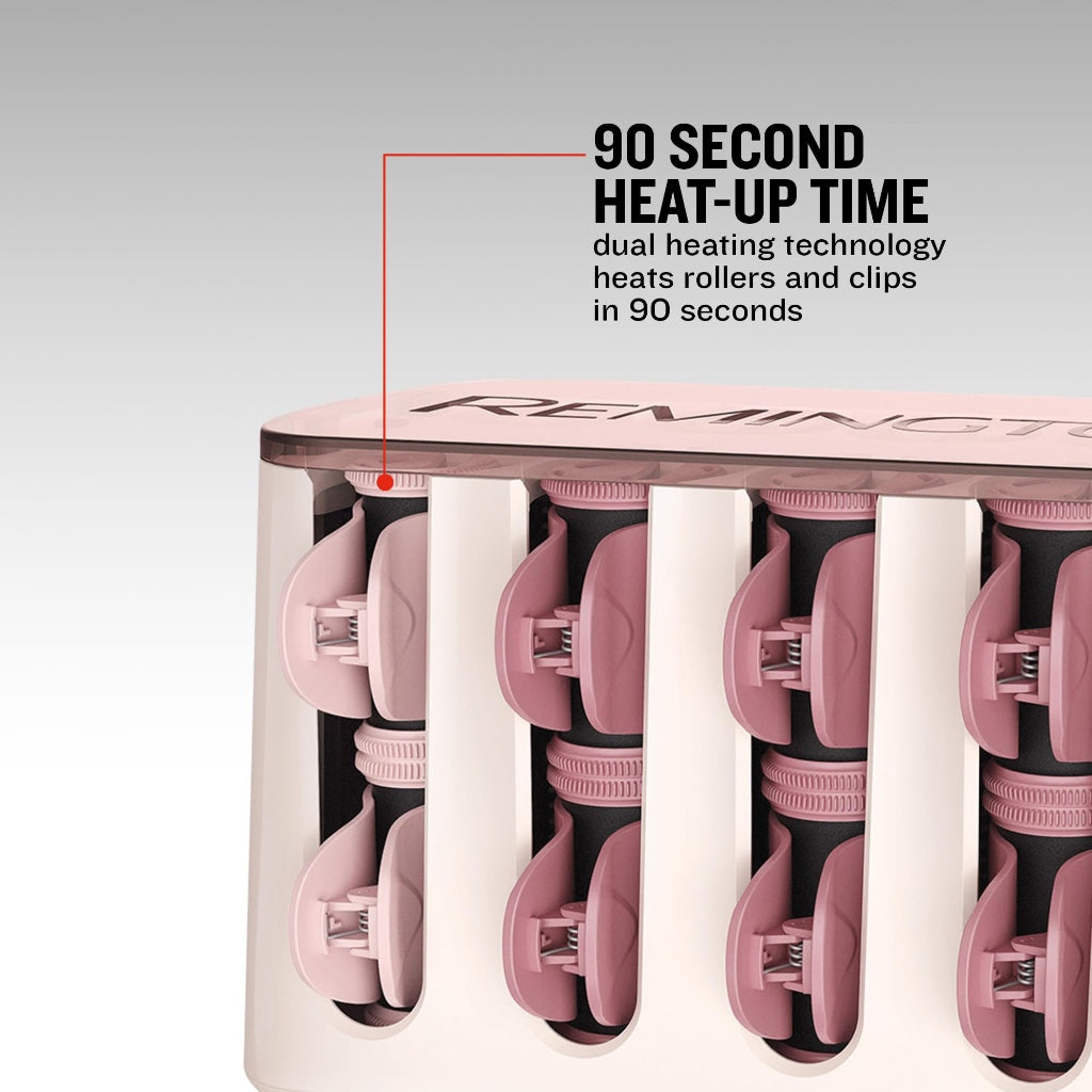 Remington PROluxe H9100 Heated Hair Rollers with OPTIheat Technology - 20 Velvet Flocked Rollers 25mm and 32mm - Fast 90 Second Heat Up - Very Good