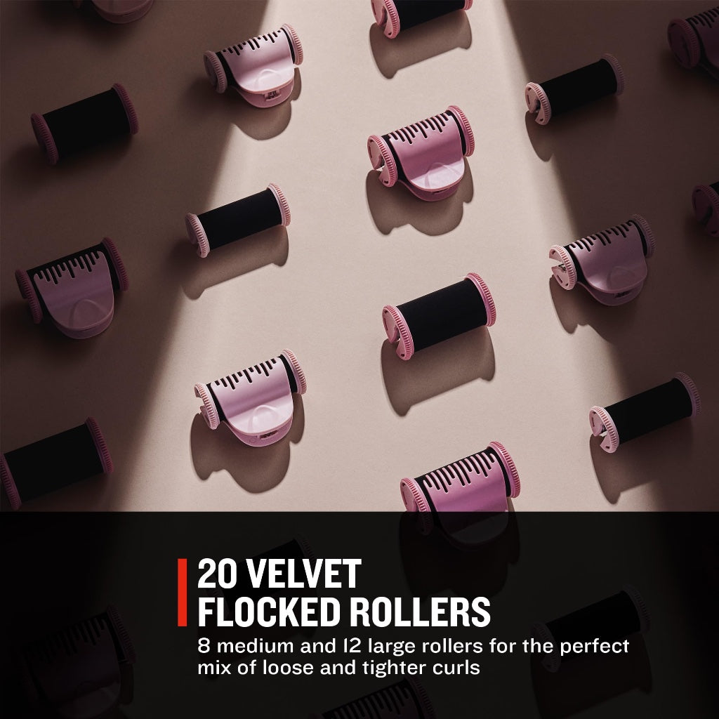 Remington PROluxe H9100 Heated Hair Rollers with OPTIheat Technology - 20 Velvet Flocked Rollers 25mm and 32mm - Fast 90 Second Heat Up - Very Good