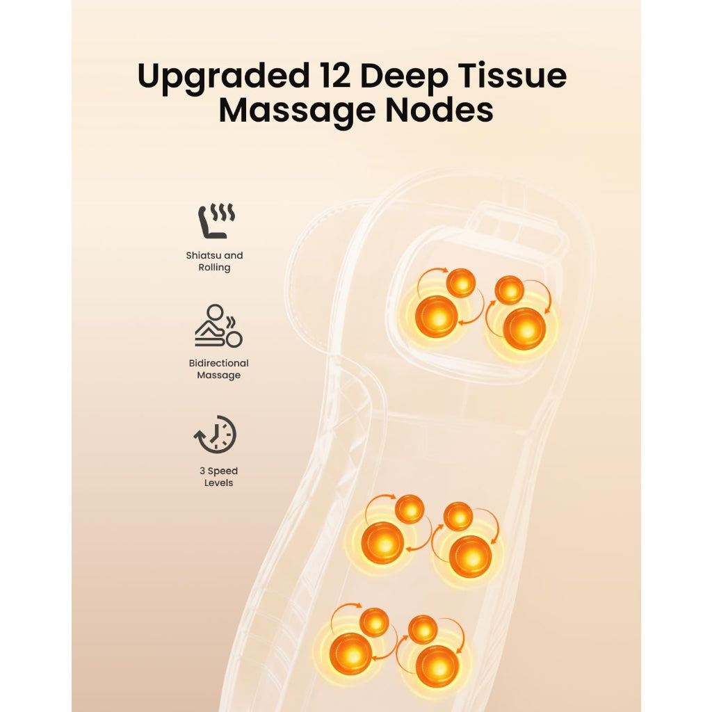 RENPHO Back Massager with Heat, Gifts for Women, Shiatsu Massage Chair Full Body, Neck-Massager Height Adjustable, Back Massagers Deep Tissue Kneading, Massagers Seat Vibration, Massage at Home - Like New