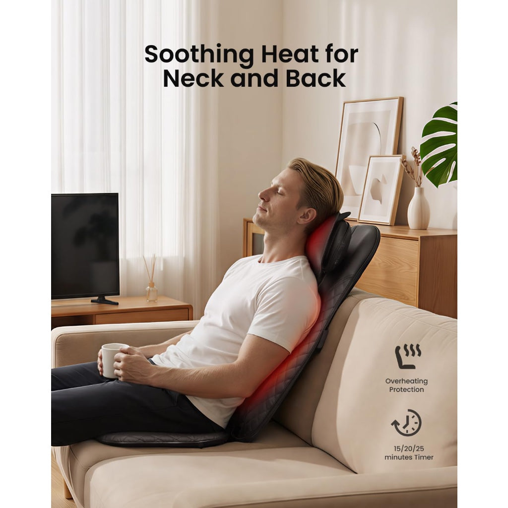 RENPHO Back Massager with Heat, Gifts for Women, Shiatsu Massage Chair Full Body, Neck-Massager Height Adjustable, Back Massagers Deep Tissue Kneading, Massagers Seat Vibration, Massage at Home - Like New