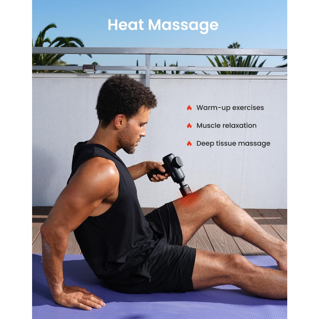 Renpho Active Thermacool 2 Massage Gun Deep Tissue Percussion Massager with Heat and Cold Therapy 5 Speeds 5 Heads and Carry Case for
