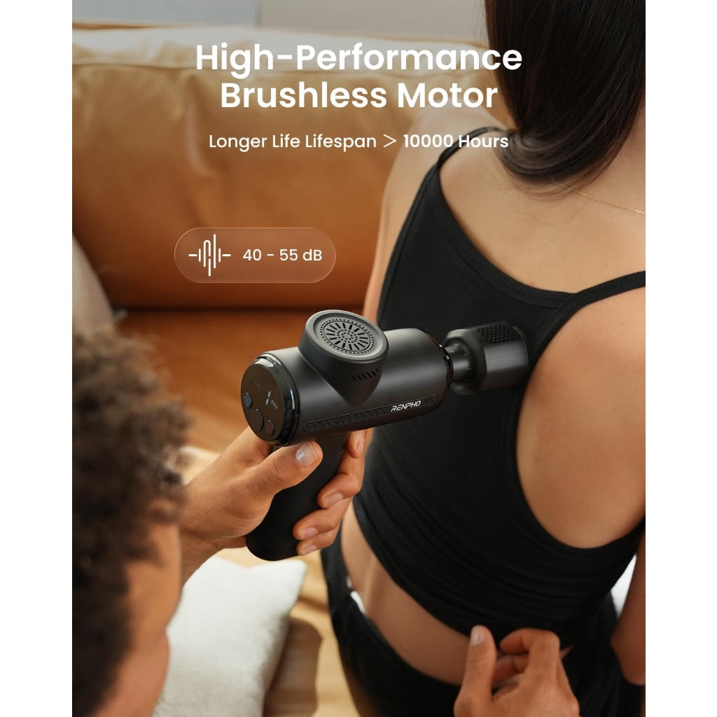Renpho Active Thermacool 2 Massage Gun Deep Tissue Percussion Massager with Heat and Cold Therapy 5 Speeds 5 Heads and Carry Case for