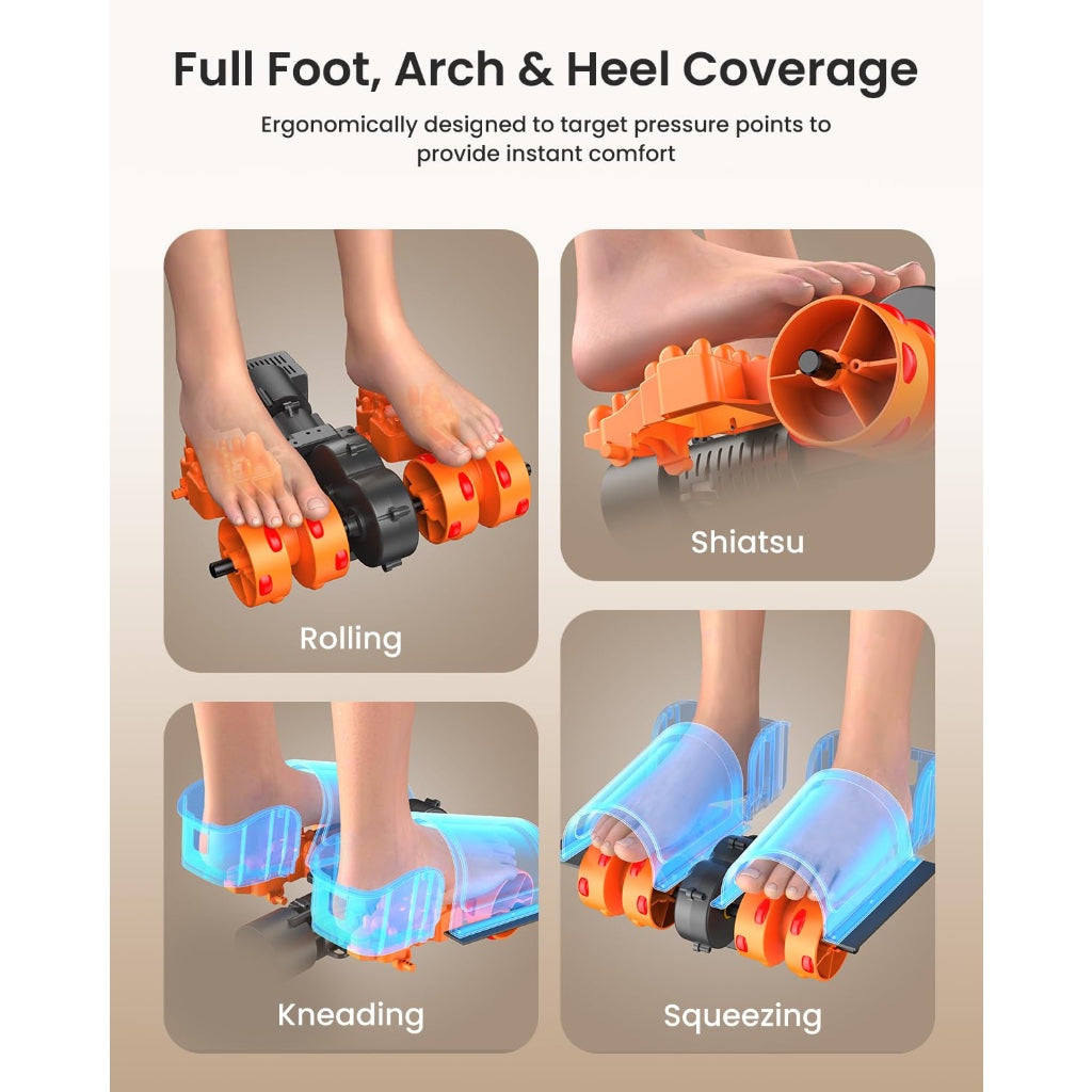 Renpho Shiatsu Foot Massager Machine with Heat Air Compression and Deep Kneading Electric Massager for Tired Feet with Remote Control Black - Damaged Box