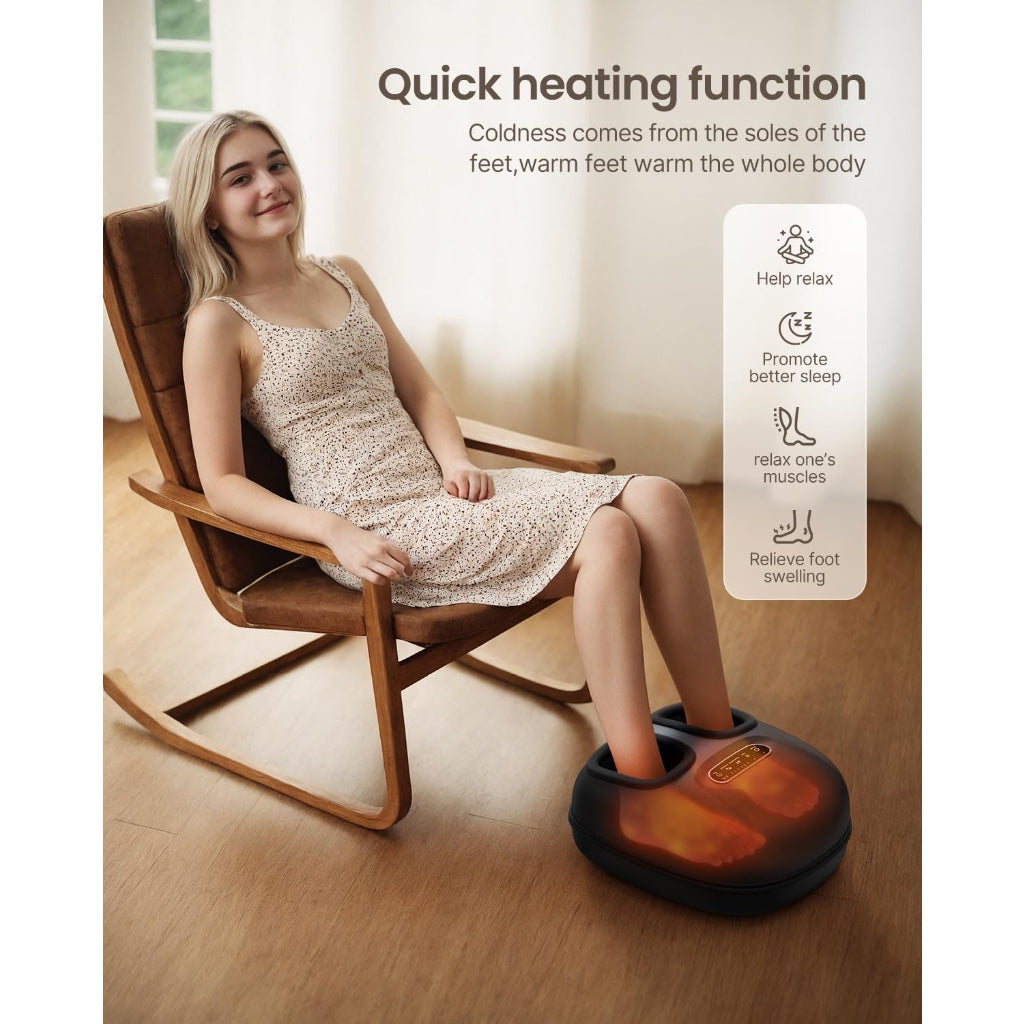 Renpho Portable Foot Massager With Heat Shiatsu 3D Kneading And Compression Electric Feet Massager With Remote Fits Up To UK Men Size 10 - Damaged Box