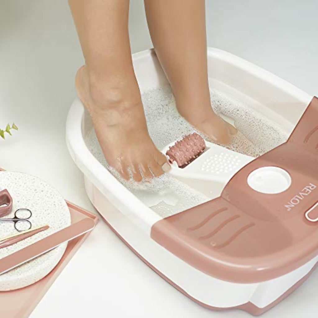 Revlon Pediprep Spa Foot Bath and Bubbling Massager RVFB7021P with Pedicure Attachment Set and Pumice Stone for Home Relaxation
