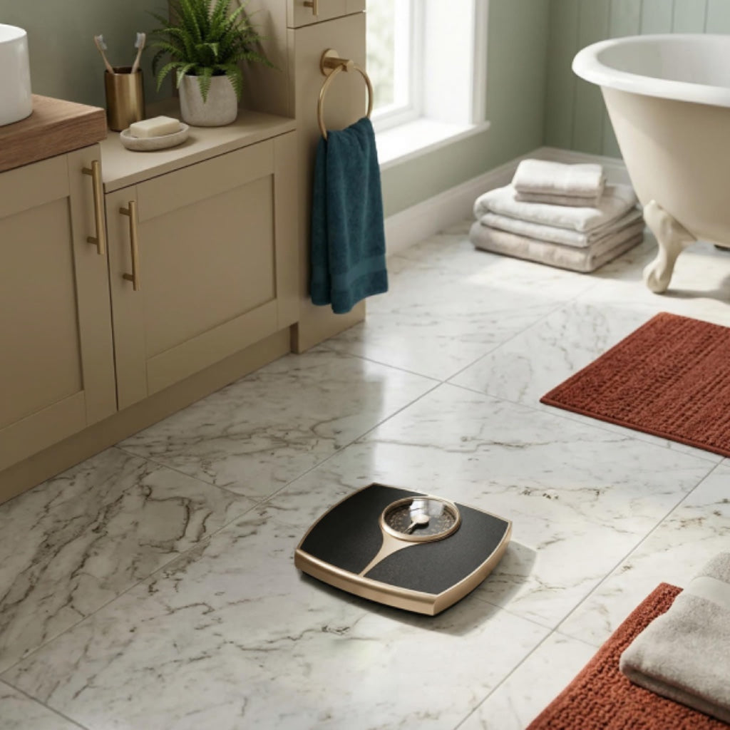 Salter Speedo Dial Mechanical Bathroom Scale - Analog Body Weight Scale with Large Platform - 136kg Capacity - KG ST LBS - Gold - Very Good